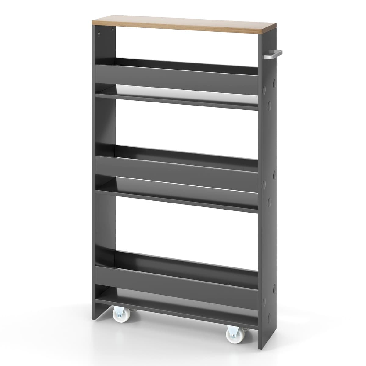 CostwayChariot de Rangement à Roulettes Maince Mobile à 4 Niveaux Gris